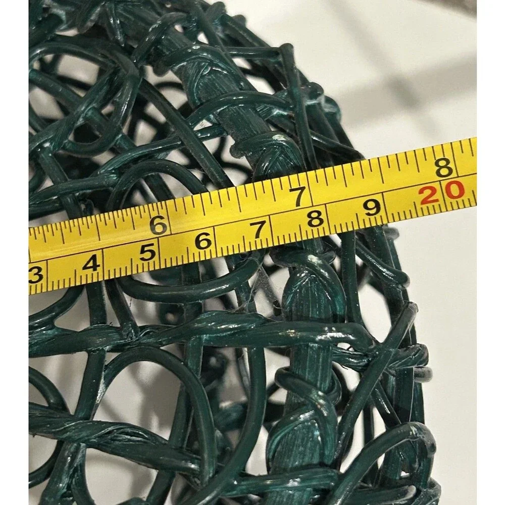Vintage Dark Green Open-weave Vine Wall Pocket Basket Wicker Hanging Boho